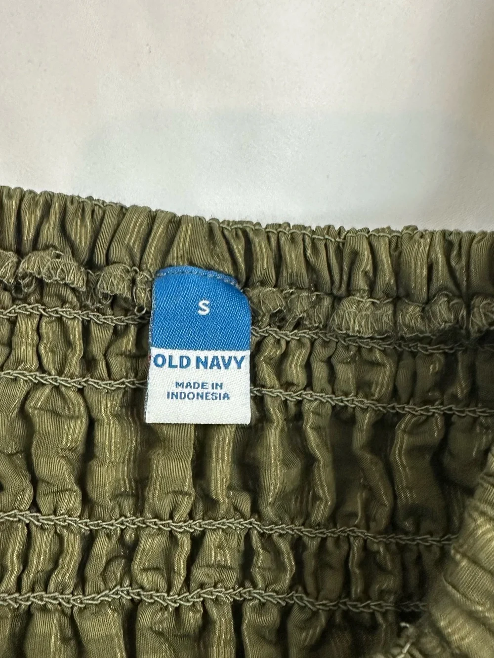 Old Navy Olive Smocked Square-Neck Puff Sleeve Blouse